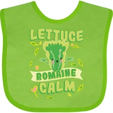 Inktastic Lettuce Romaine Calm Baby Bib Funny Food Puns Meditation Remain Yoga