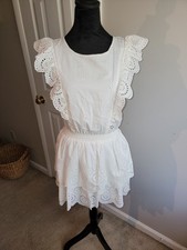 STEVE MADDEN Jayda Eyelet White Cotton Spring Summer Resort Mini Dress SZ MED