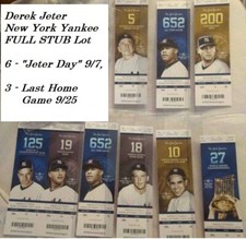 2014 NY YANKEES DEREK JETER DAY, LAST HOME GAME FULL TICKET STUB 9/7 9/25
