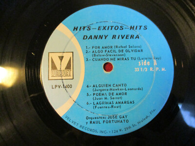 LP DANNY RIVERA Hits Exitos Hits Por Amor 1st/p VELVET LPV 1400 USA LATIN 1969