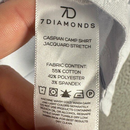 7 Diamonds Jacquard Caspian Camp Shirt Mens 2XL Light Blue Button Up Stretch NEW - Picture 7 of 10