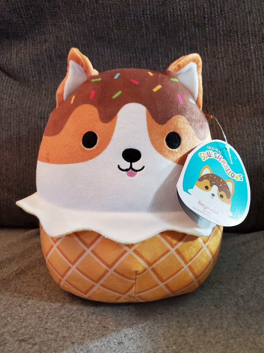 Squishmallows 8 Inch Reginald Corgi Plush - Official Kellytoy Rainbow Tail Stuffed Animal