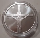 Crucifixion INRI Silver Shield 1oz .999 Fine Silver