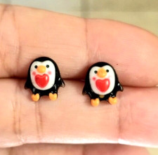 Sterling Silver Penguin Earrings Penguin Jewelry Stud Earrings Penguins