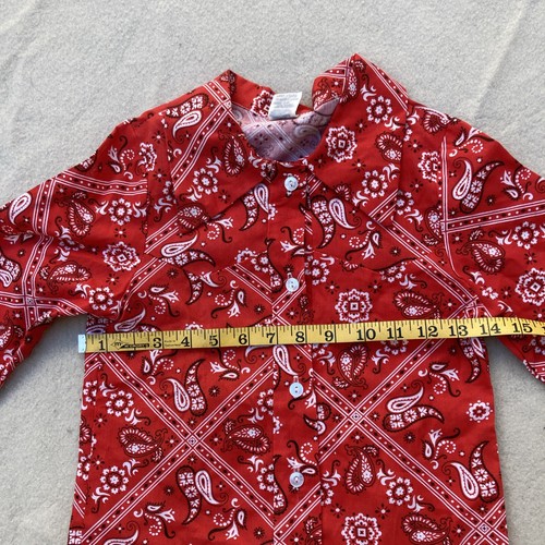 Vintage WESTERN Bandanna Red Long Sleeve BUTTON-UP Shirt Sz 10 Children’s 70s - Picture 6 of 6