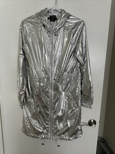 Stone Row Georgia May Jagger Silver Metallic Coat. Size Medium