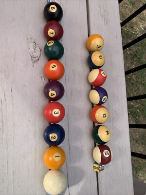 Vintage Standard Size 2 1/4'' Pool/Billiard Ball Set of 16