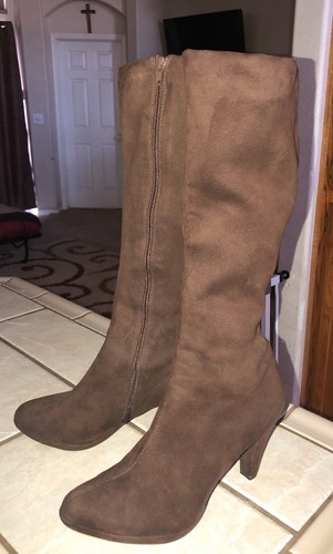 TALL BOOTS ZIPPER BROWN WOMENS 8M 