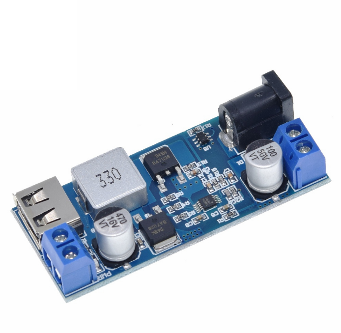 DC 12V To 5V Buck Converter Module – LM2596S Dual Output (USB & Terminal) For Car, DIY Projects Up To 5A