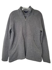 Lands End Woman's L 14-16 Grey Pullover 1/4 Zip Fleece