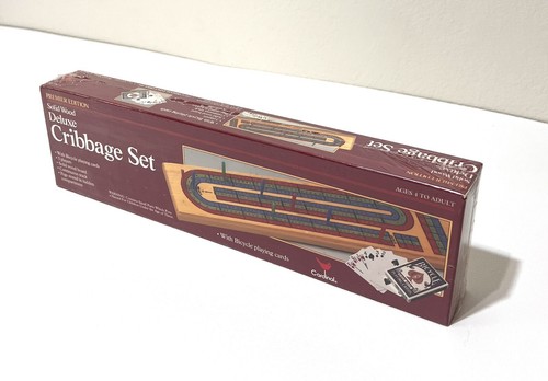 Cribbage Deluxe Set Cardinal Solid Wood Premier 1993 Edition Sealed New #6311 - Picture 3 of 4