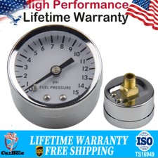 Fuel Pressure Gauge 0-15 Psi Oil Pressure White 1.5 Diameter Mechanical Chrome