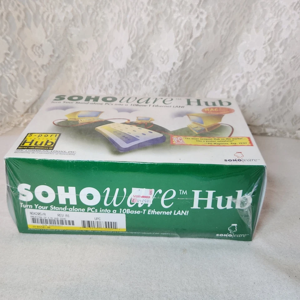 SOHO Ware Hub 5-PORT 10 BASE-T ETHERNET HUB Mac Compatible ND4205 Compact - Image 3 of 4