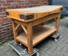 Antike Metzger-Block Metzgerbank Hackbank Werkbank Hackklotz, Eiche/Weichholz