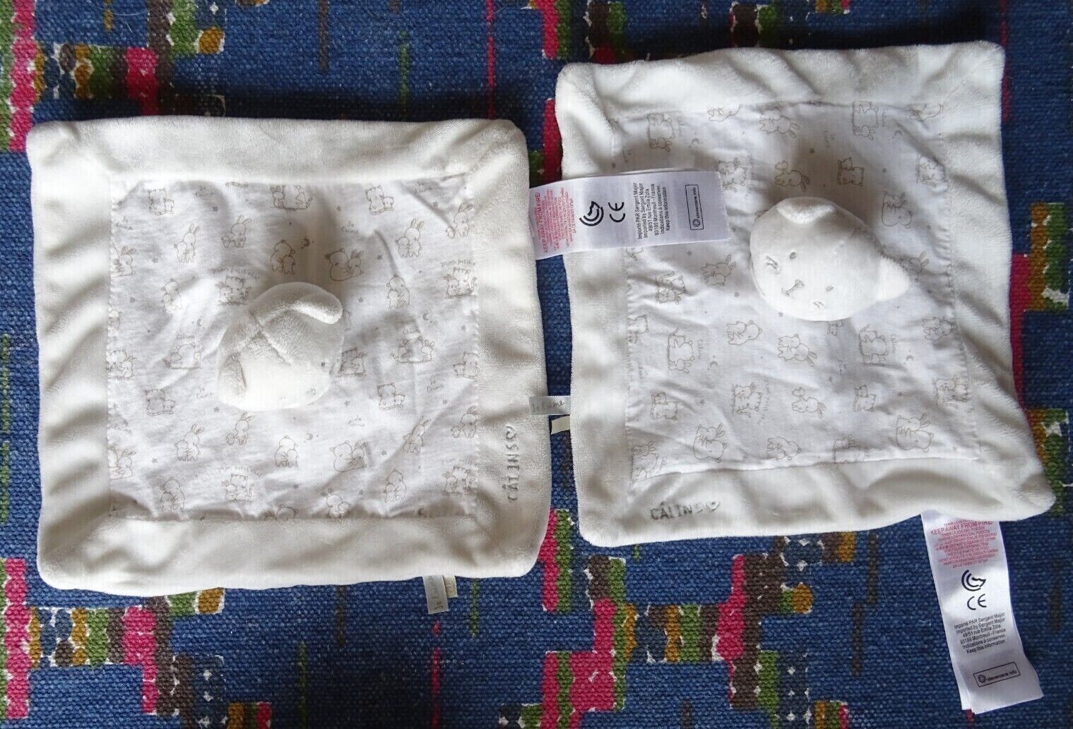 Doudou plat Sergent Major chat blanc de qualité supérieure
