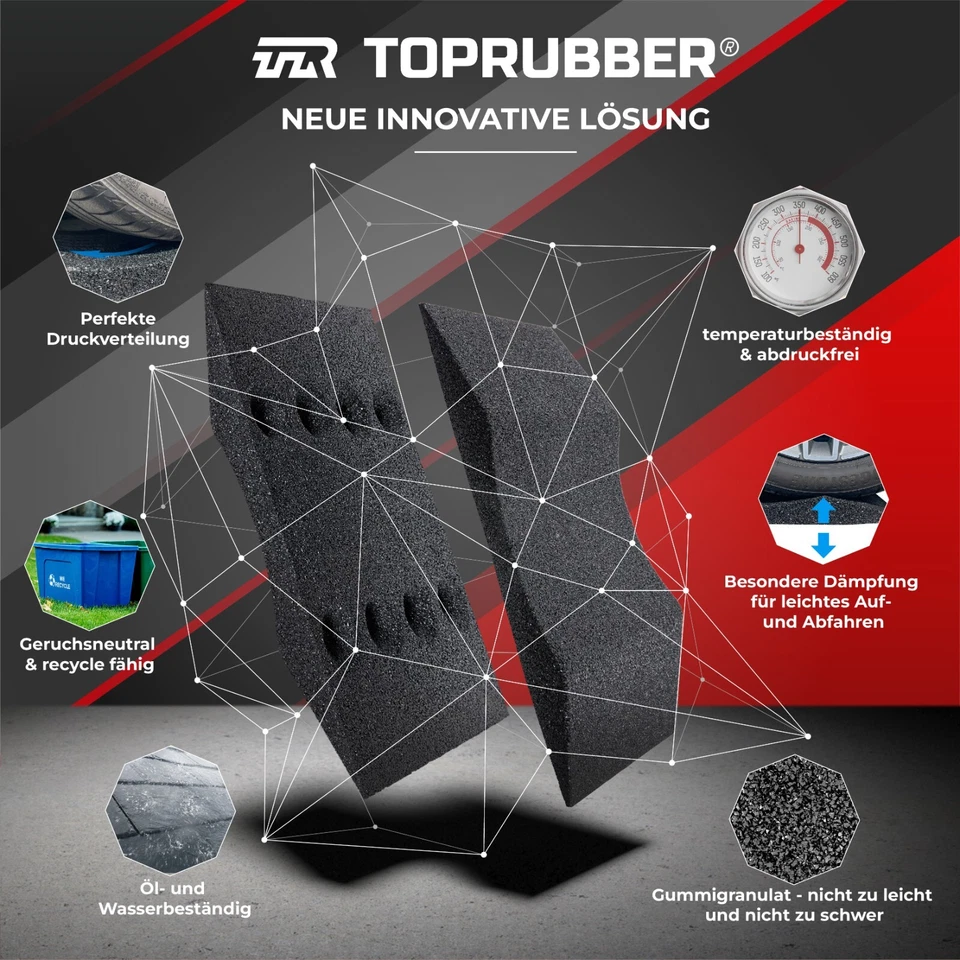 Juego de 4 zapatillas de neumáticos TOPRUBBER® 400 en negro protector de neumáticos de granada de goma - Imagen 2 de 4