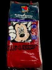 Vintage Mickey Unlimited Mickey Mouse Slipper Socks With Gripper Sole One Size