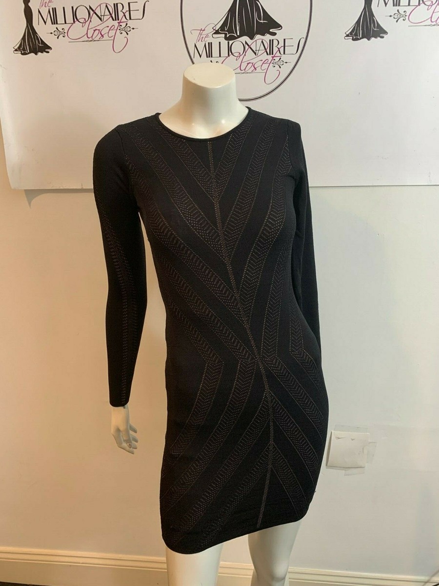 TORN BY RONNY KOBO 129120 BLACK/NUDE CHEVRON KNIT FITTED DRESS SZ S | eBay