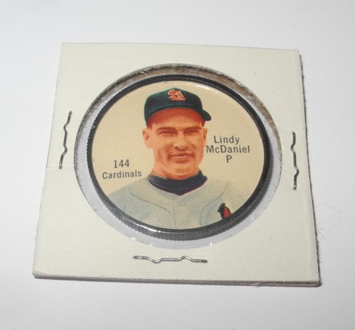1962 Salada Baseball Coin Pin #144 Lindy McDaniel St Louis Cardinals Near Mint