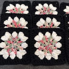Lot of 20 5" Variegated PRIMROSE FLOWER Crochet GRANNY SQUARES Blocks AFGHAN