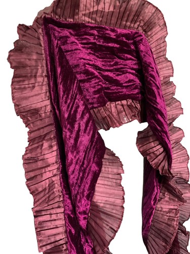 Scarf glamour Wrap Luxury Crushed Velvet Poly Pleated Ruffled Edge 8x68” - Picture 4 of 5