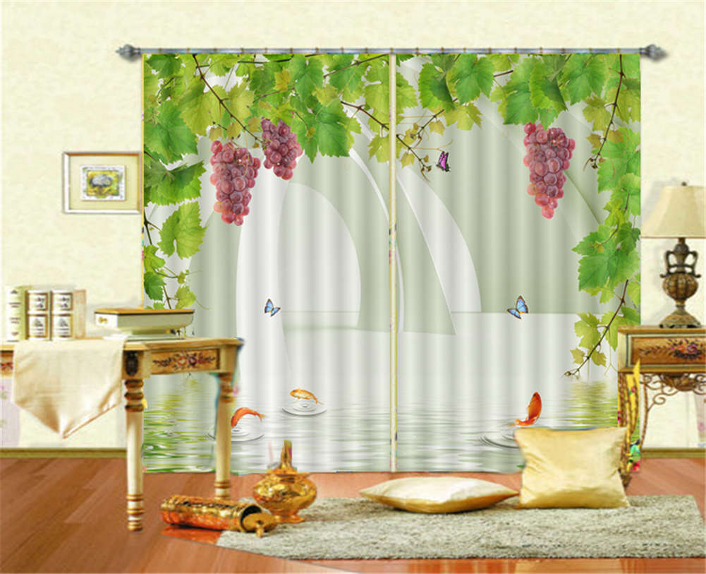 A String Of Grapes 3D Curtain Blockout Photo Printing Curtains Drape Fabric