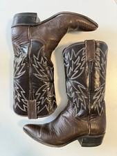 Justin Boots Womens Vtg White Label Lizard Leather Pointed Toe Cowboy Size 5.5-6