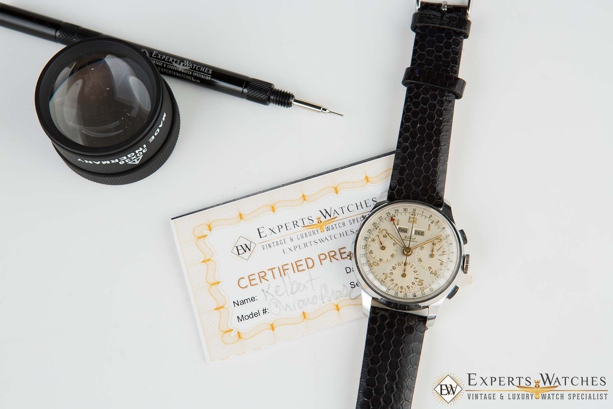1950 Vintage Kelbert Valjoux 72C Triple Date Calendar Chronograph Serviced  Watch