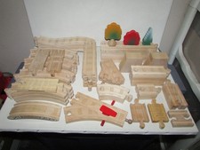 Lot of 51 Thomas Friends Wooden Railway Wood Track Parts Pieces Switch Split