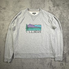 LL Bean Signature Sweater Men's Slim XL Gray Terry Knit Pullover Crew Neck