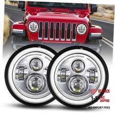 7 Inch Round LED HeadLights, 2Pcs Led Light DOT Approved Hi/Lo Beam DRL Amber