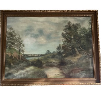 ELISABETH PAETZ KALICH 1950's Original Oil On Canvas PLEIN AIR 56X42in LANDSCAPE