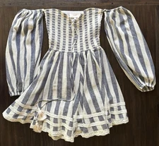 Rococo Sand Dress Women’s XS Puff Sleeve Striped Cotton Feminine Flare Skirt