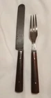 Antique Civil War Era 1860s Wood Handled Knife And Fork Matche Campsite Utinsils
