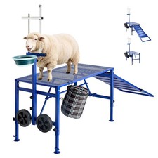Goat Milking Stand, 600 lbs Heavy Duty Foldable Goat Stand with Ramp, Feed Bi...