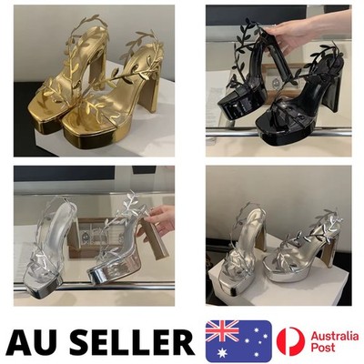 Wedding Heels Stiletto Pumps Court Shoes Gold Patent Leather Size 42 AU Stock