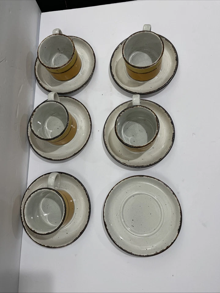 VTG Stonehenge Midwinter Sun Set Of 5 Tea, Coffee Cups, 6 Saucers Orange/Yellow - Image 4 of 4