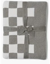 NEW Barefoot Dreams CozyChic Checkered Cotton Blend Throw Blanket Eucalyptus