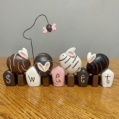Chocolate Covered Bunnies Spelling The Word SWEET In Chocolates Table Sitter