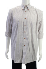 Paul Fredrick Mens Button-Down Dress Shirt White Check 100 Cotton Size 16