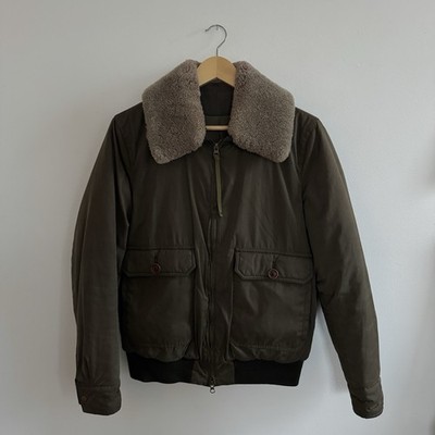 Acne Olive Bomber Jacket Men's Shawl Collar Zip Button Logo Accents