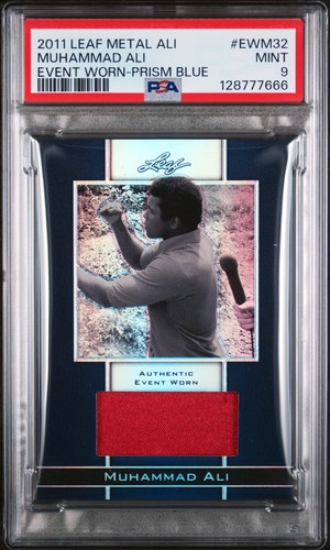 MUHAMMAD ALI EVENT WORN SWATCH 2011 Leaf Metal PRISM BLUE /25 THE ONLY PSA 9