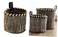  Jute Organizer Woven Storage Basket for Home Décor, Small, Black/Natural 