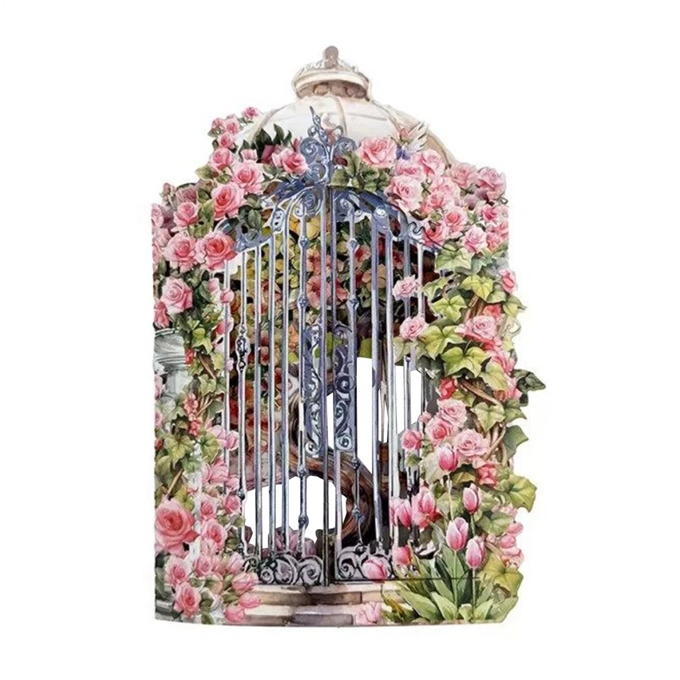 Tarjeta de felicitación emergente 3D té de la tarde gato jardín rosa regalo de cumpleaños de Navidad Foto 3 de 4