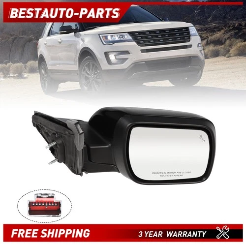 For 2016-2019 FORD Explorer Passenger RH Side Mirror with Blind Spot Puddle Lamp