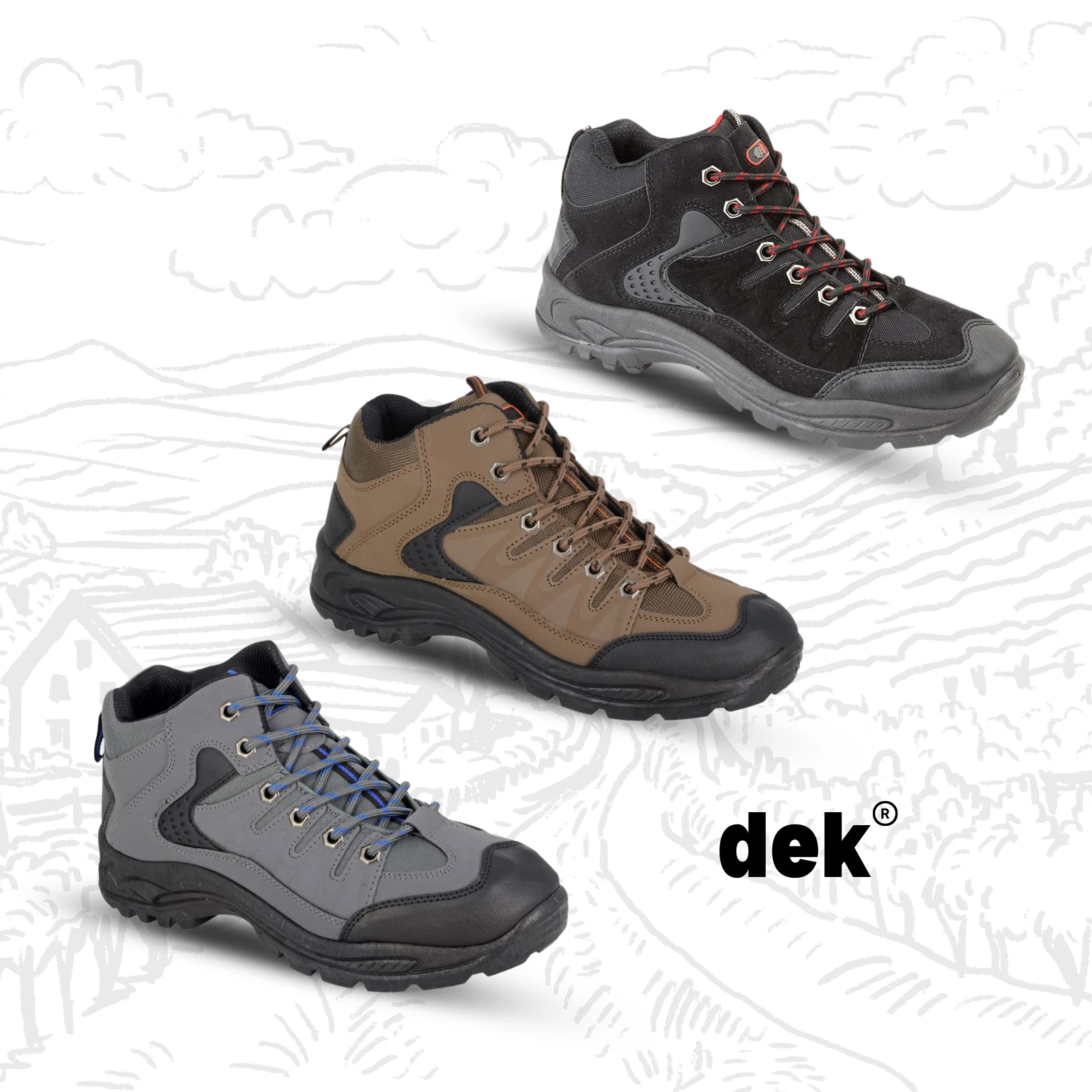 Mens Dek Wide Walking Boots Hiking E Fit Fuller Fitting Mid Trail Lace Up Shoes
Opens in a new windo