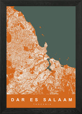 MAP DAR ES SALAAM TANZANIA Framed Wall Art Poster Canvas Print Picture