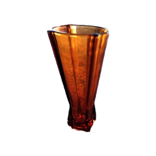 Vintage Anchor Hocking Amber Rocket Vase Art Deco Art Glass Atomic Vase