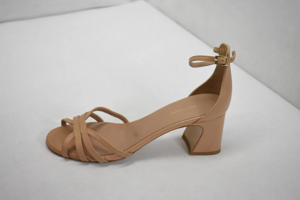 Sandálias Bruno Magli Shoes femininas tamanho 11 couro nude tira no tornozelo feitas na Itália - Imagem 3 de 4