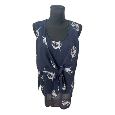 Apart Damen Bluse Gr 46 Blau Transparent Blumenprint Bindung Elegant Chic